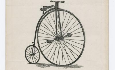 a bicycle with a large front wheel and much smaller back wheel sits in the middle of the page underneath the words "Bicycle Song"